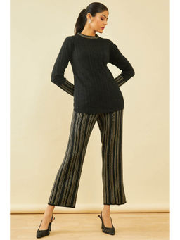 Soch - Womens Black Woven Design Winter Co-Ord (Set of 2)