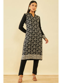 Soch - Womens Black Woven Design Winter Kurta