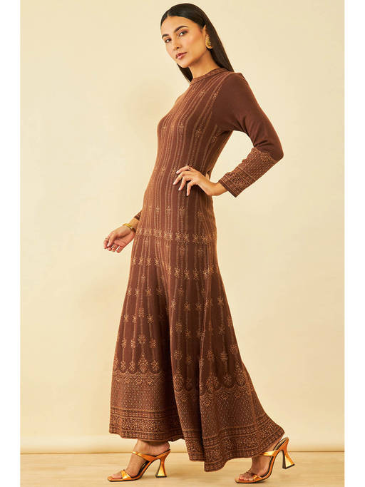 brown ethnic dress Buy Soch Womens Motifs Winter Online 48 Inch Shape Color:Gold Matte Jones New York Sleeveless floral prom dress UK