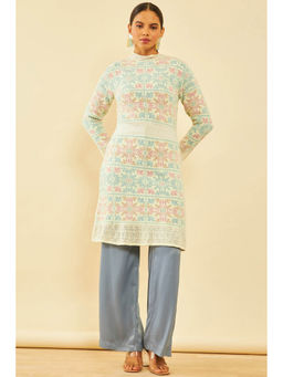 Soch - Womens Cream Woven Design Kurta