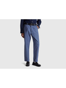 United Colors of Benetton - Blue Pure Cotton Mid Waist Trouser