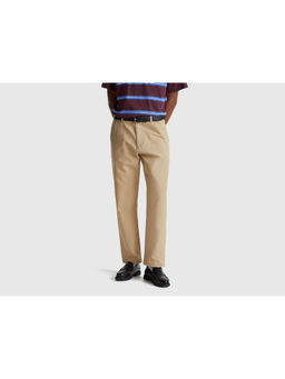 United Colors of Benetton - Beige Pure Cotton Mid Waist Trouser
