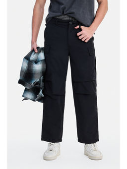 Snitch - Black Solid Loose Casual Cargo