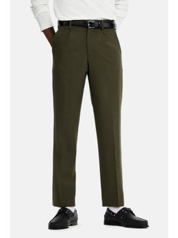 Snitch - Olive Solid Regular Formal Trouser