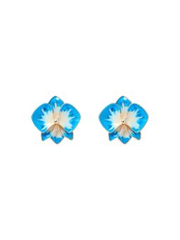 Forever New - Blue Signature Orchid Enamel Earring