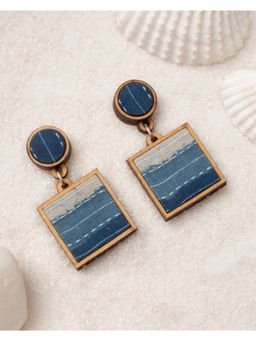 WHE - Blue Repurposed Fabric and Wood Square Danglers