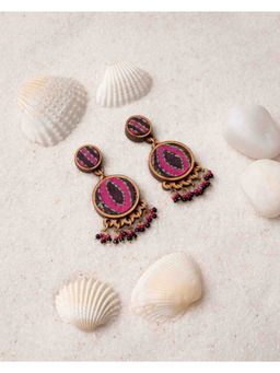 WHE - Multicolor Kantha Silk Fabric and Repurposed Wood Earrings