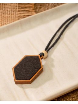 WHE - Unisex Black Repurposed Fabric and Wood Necklace