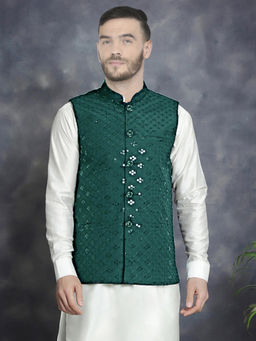 SG LEMAN - Men Green Nehru Jacket