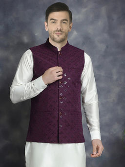 SG LEMAN - Men Purple Nehru Jacket