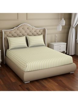 SPACES - Skyrise 100% Cotton Fitted Bedsheet Green with 2 Pillow Covers (King)
