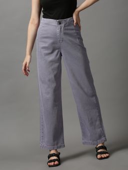 SHOWOFFFF - Women's Clean Look Straight Fit Violet Denim Jeans