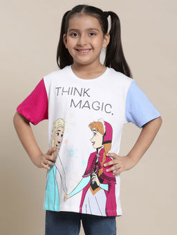 Kidsville - Frozen Printed Multi Color T-Shirt For Girls