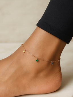 Tora - Women 92.5 Silver Floral Charm Anklets