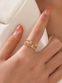 Designs & You - Gold Plated Anti Tarnish Stainless Steel Star Adjustable Ring