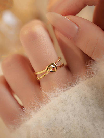 Gold Plated Anti Tarnish Stainless Steel Adjustable Ring