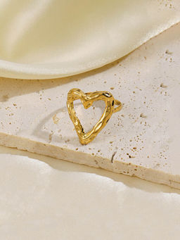 Designs & You - Gold Plated Anti Tarnish Stainless Steel Heart Adjustable Ring