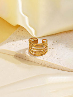 Designs & You - Gold Plated Anti Tarnish Stainless Steel Adjustable Ring
