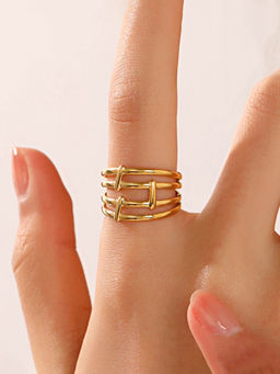 Designs & You - Gold Plated Anti Tarnish Stainless Steel Adjustable Ring
