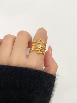 Designs & You - Gold Plated Anti Tarnish Stainless Steel Adjustable Ring