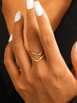 Designs & You - Gold Plated Anti Tarnish Stainless Steel Adjustable Ring