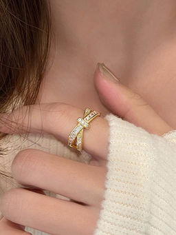 Designs & You - Gold Plated Anti Tarnish Stainless Steel Stone Adjustable Ring