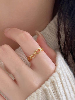 Designs & You - Gold Plated Anti Tarnish Stainless Steel Heart Adjustable Ring
