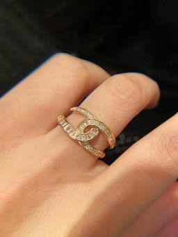 Designs & You - Gold Plated Anti Tarnish Stainless Steel Stone Studded Adjustable Ring