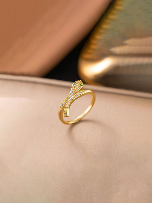 Designs & You Gold Plated Anti Tarnish Stainless Steel Snake Themed Adjustable Ring