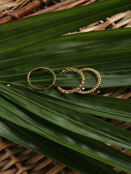 Accessorize London - Real Gold Plated 3 Pack Band Stacking Rings for Women (Small)