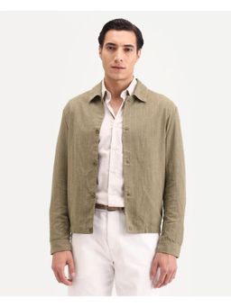 Rare Rabbit - Men Khaki Linen Blend Stripes Shacket