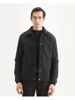 Rare Rabbit - Men Charcoal Polyester Solid Jacket