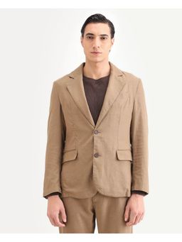 Rare Rabbit - Khaki Lapel Neck Tailored Fit Blazer