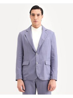 Rare Rabbit - Lapel Neck Purple Tailored Fit Blazer