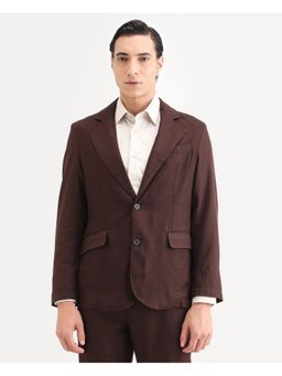 Rare Rabbit - Lapel Neck Brown Tailored Fit Blazer