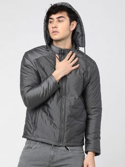 LOCOMOTIVE - Men Silver Polyester Solid Puffer
