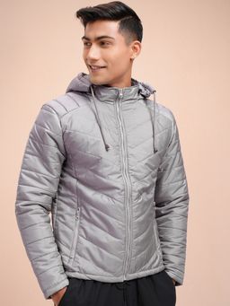 LOCOMOTIVE - Men Grey Polyester Solid Puffer