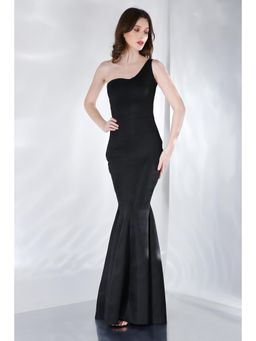 Ozeqo - Alizeh Black One Shoulder Evening Gown