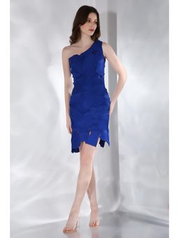 Ozeqo - Celine Blue One Shoulder Mini Dress