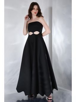 Ozeqo - Francesca Black Solid Strapless Tube Maxi Dress