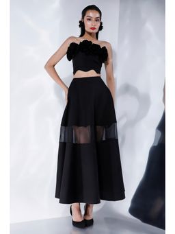 Ozeqo - Odessa Black Crop Top and Skirt (Set of 2)
