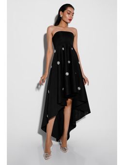 Ozeqo - Tricia Black Embellished Strapless Tube Midi Dress