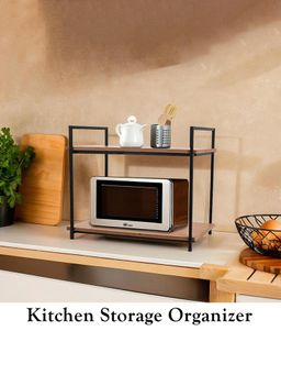 Kuber Industries - Heavy Duty 2 Layer Microwave Oven Rack For Kitchen Storage/Shelf - Brown