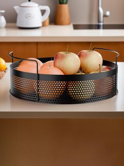 Kuber Industries - Metal Round Kitchen Rack Stand Organiser - Black