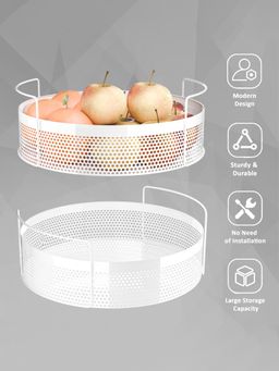 Kuber Industries - 2 Pcs Metal Round Kitchen Rack Stand Organiser - White (Pack of 2)