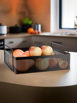 Kuber Industries - Metal Square Kitchen Rack Stand Organiser - Black