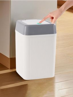 Kuber Industries - 10 Liter Plastic Dustbin For Kitchen With One Press Lid - Orbit - White