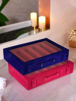 Kuber Industries - Wooden 5 Rod Bangle Box-Velvet Coated Jewellery Box For Women (Pack of 2)