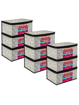 Kuber Industries - Flower Saree Cover-Transparent Window Saree Cover-9In-Pack Of 9-Black (Pack of 9)