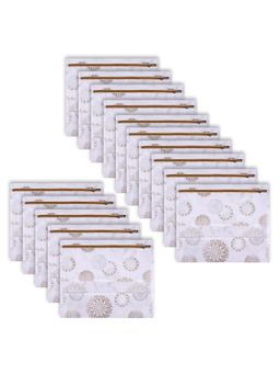 Kuber Industries - Non-Woven Gola-Print Single Saree Clothes Bags-White (Pack of 15)